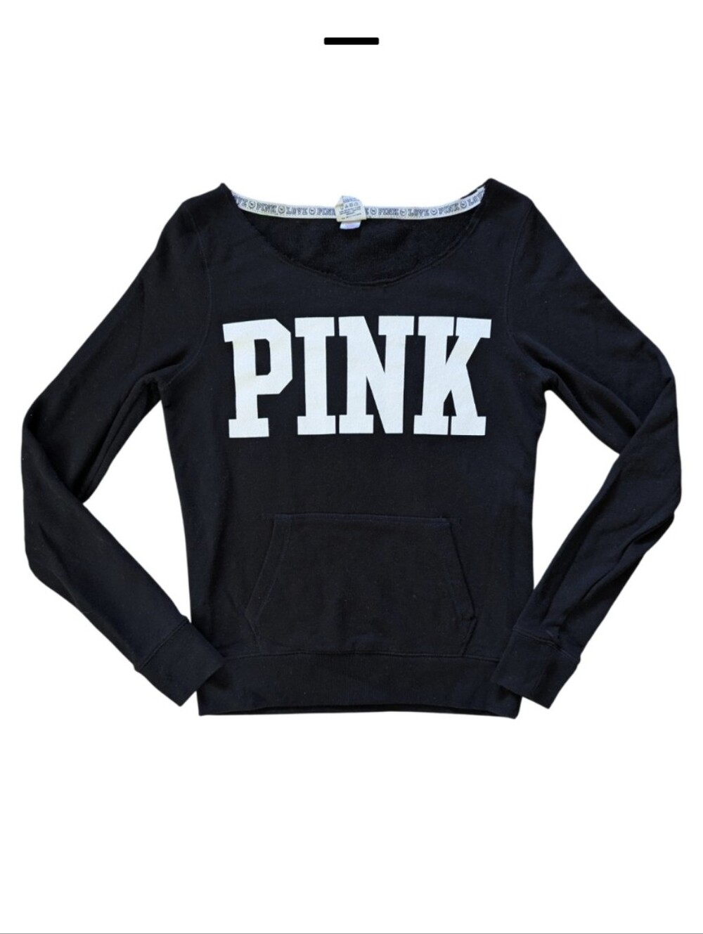PINK Victoria's Secret Black Logo Crewneck Sweatshirt Pullover Xs Zebra Print 86
